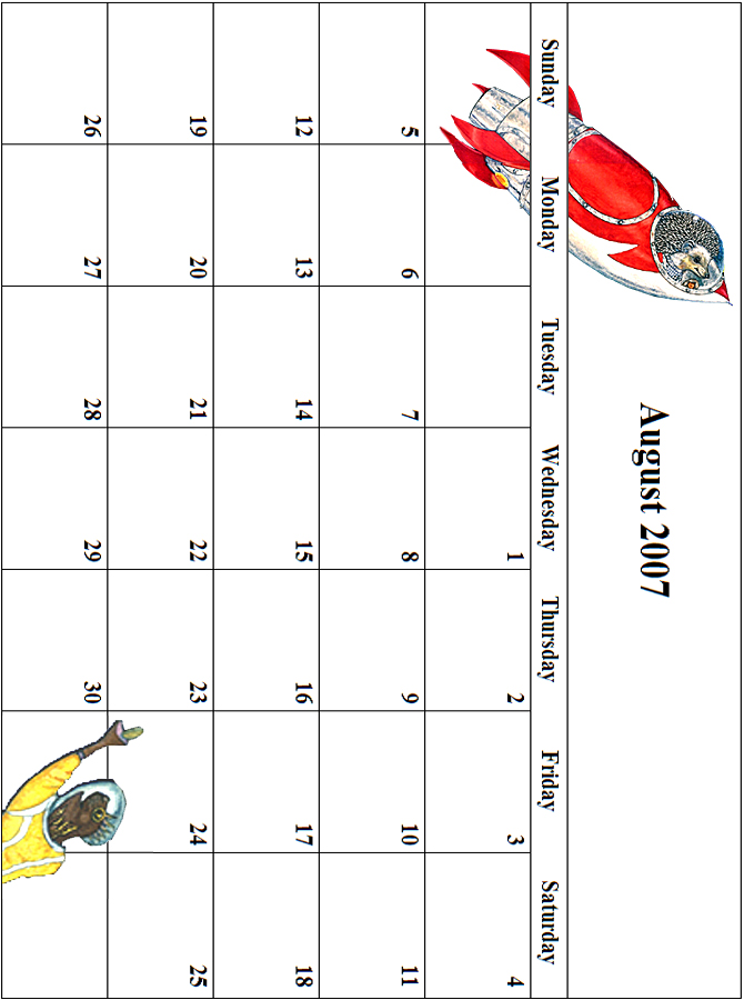 2007 August Calendar Grid