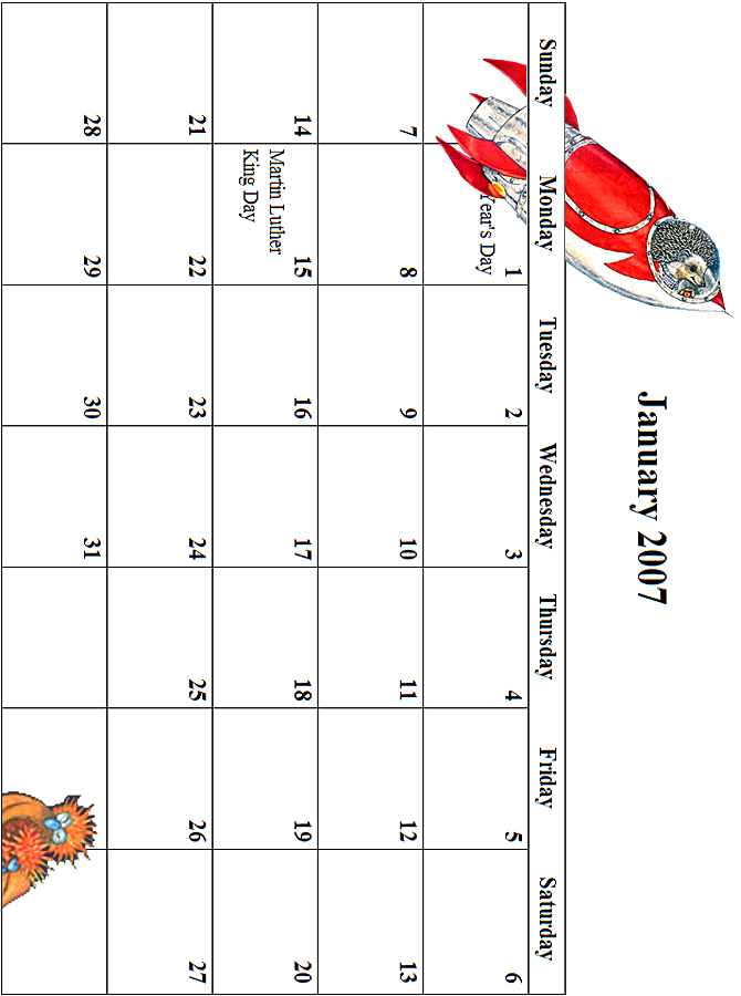 2007 January Calendar Grid