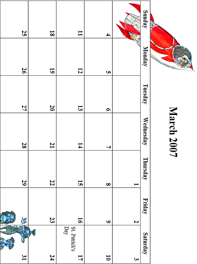 2007 March Calendar Grid