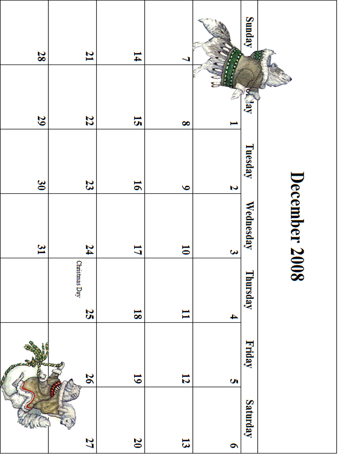 2008 December Calendar Grid