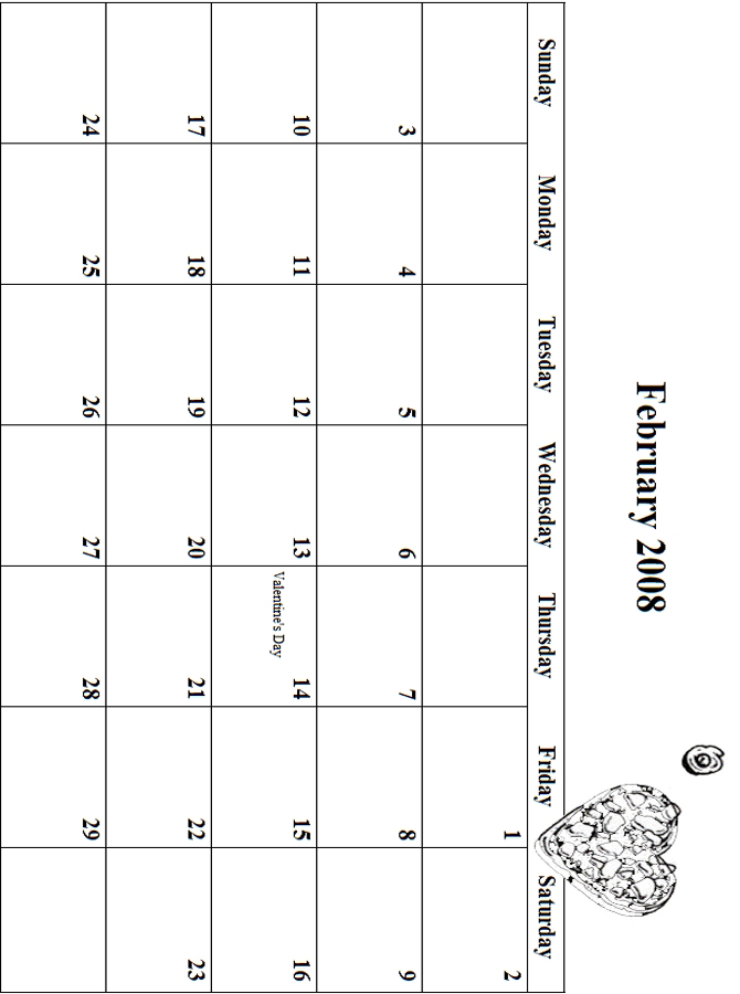 2008 Coloring Calendar February