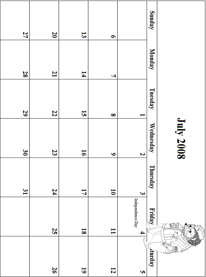2008 Coloring Calendar July