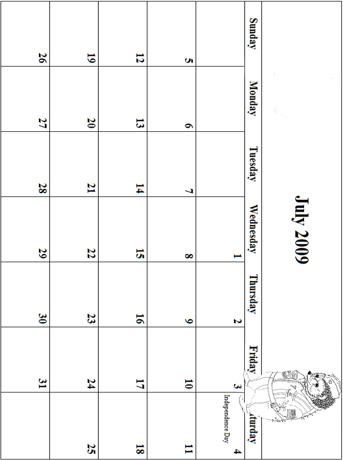 2009 July Coloring Grid