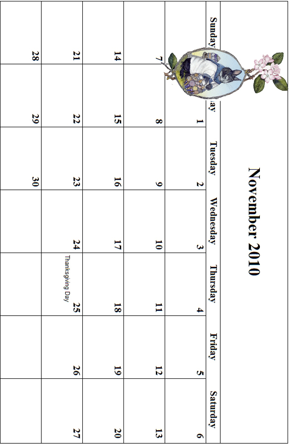2010 November Calendar Grid