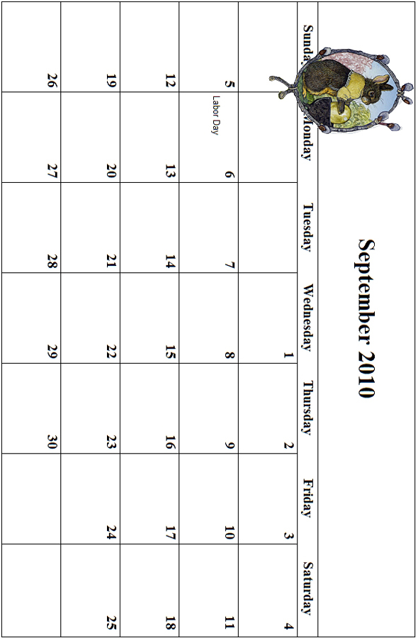 2010 September Calendar Grid