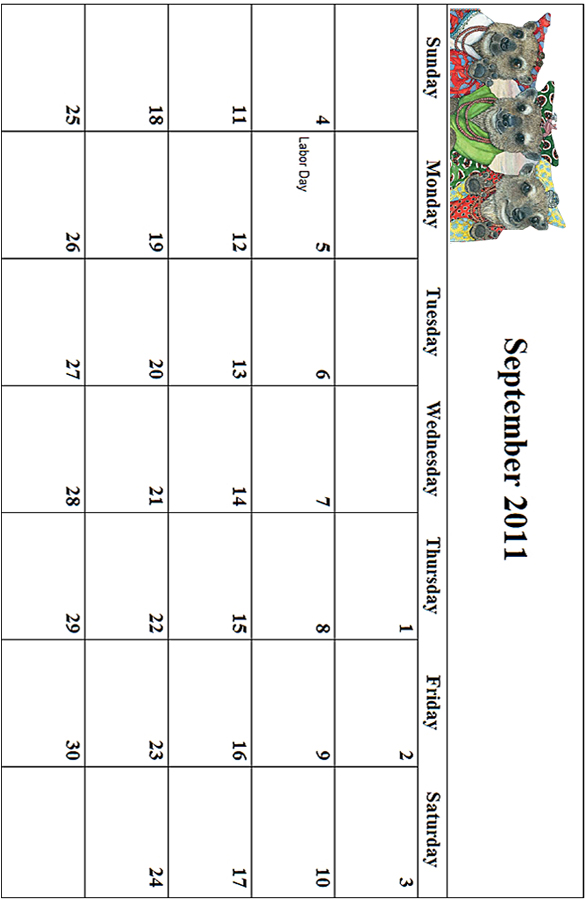 2011 September Calendar Grid