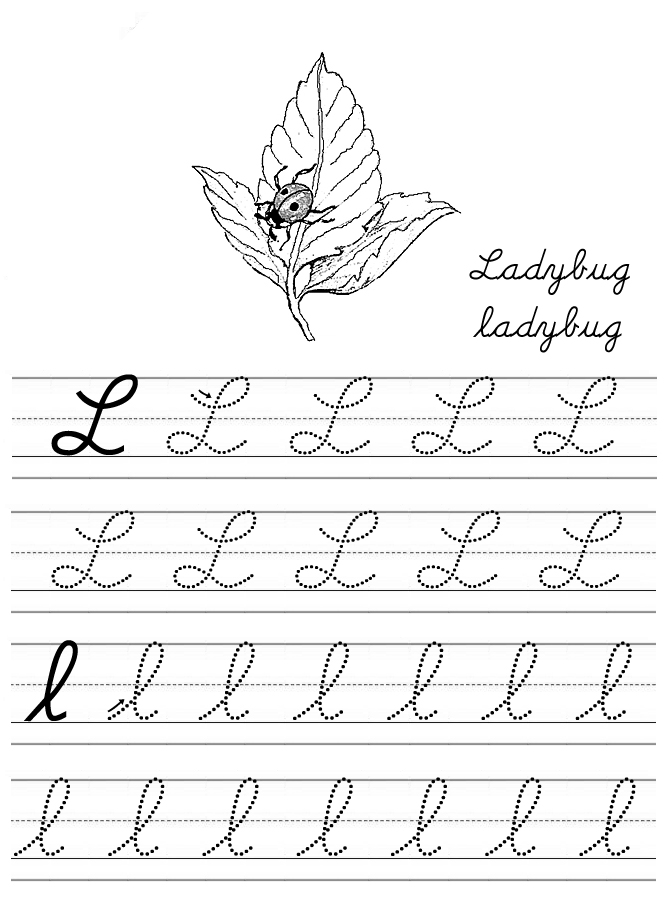 Alphabet Coloring Tracers Cursive L