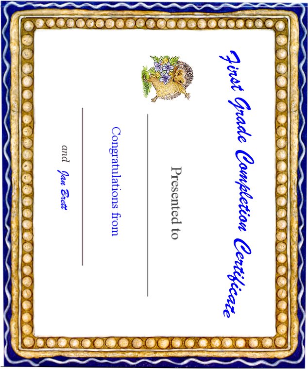 First Grade Completion Certificate