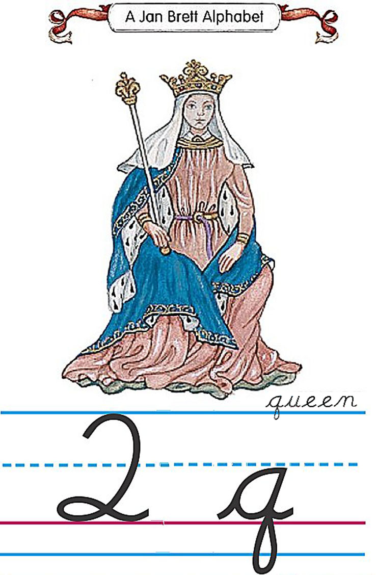 Cursive alphabet Q queen
