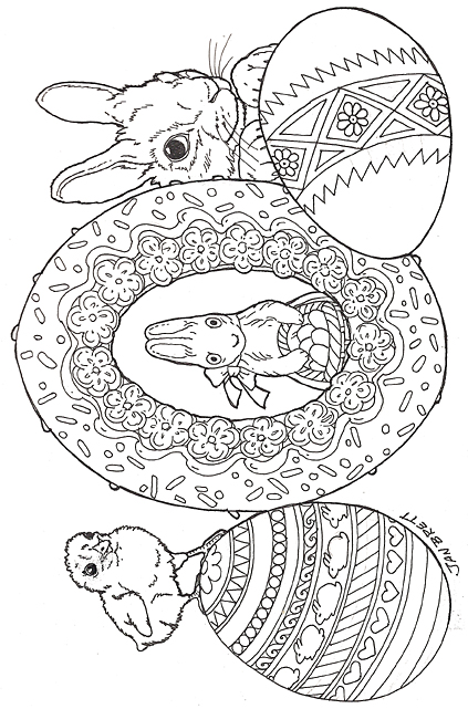 Easter eggs coloring pages by janbrett.com