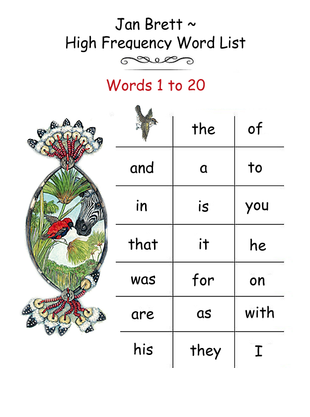 High Frequency Word List 1 - 20