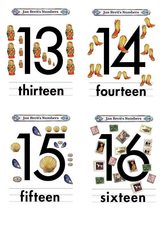 Numbers Flash Cards 13 to 16