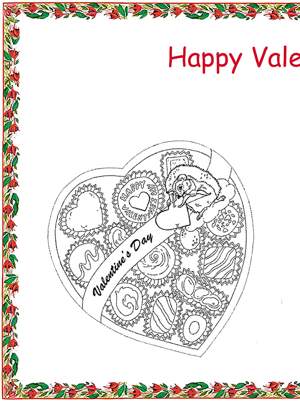 Valentine's Day Coloring Place Mat Left Side