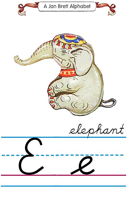 Cursive alphabet E elephant