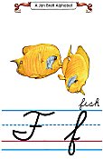 Cursive alphabet F fish