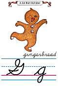 Cursive alphabet G gingerbread