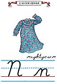 Cursive alphabet N nightgown