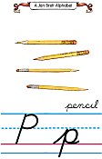 Cursive alphabet P pencil