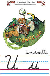 Cursive alphabet U umbrella