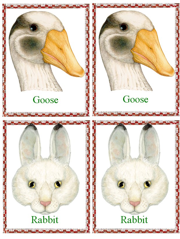 Matching Animals Game goose and rabbit