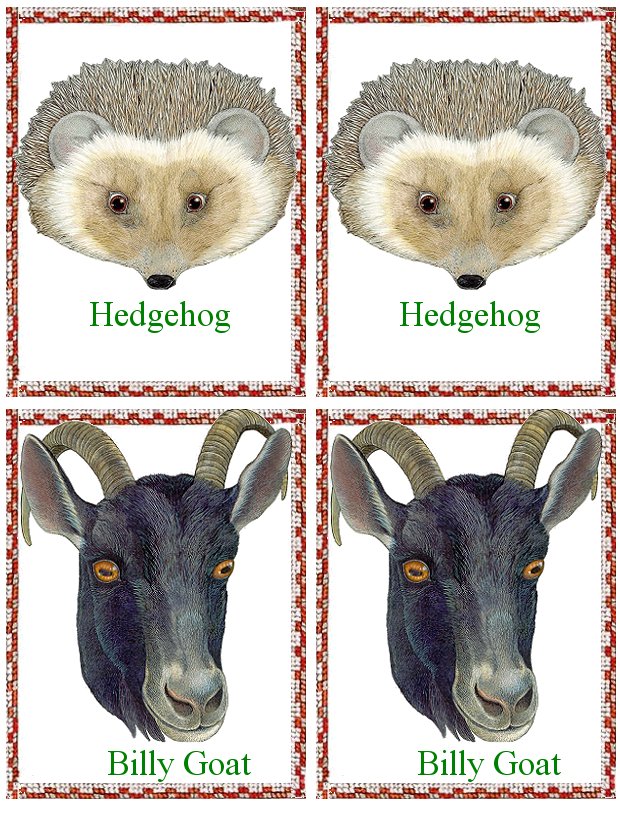 Matching Animals Game hedgehog and billy goat