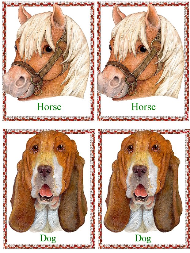 Matching Animals Game horse and dog