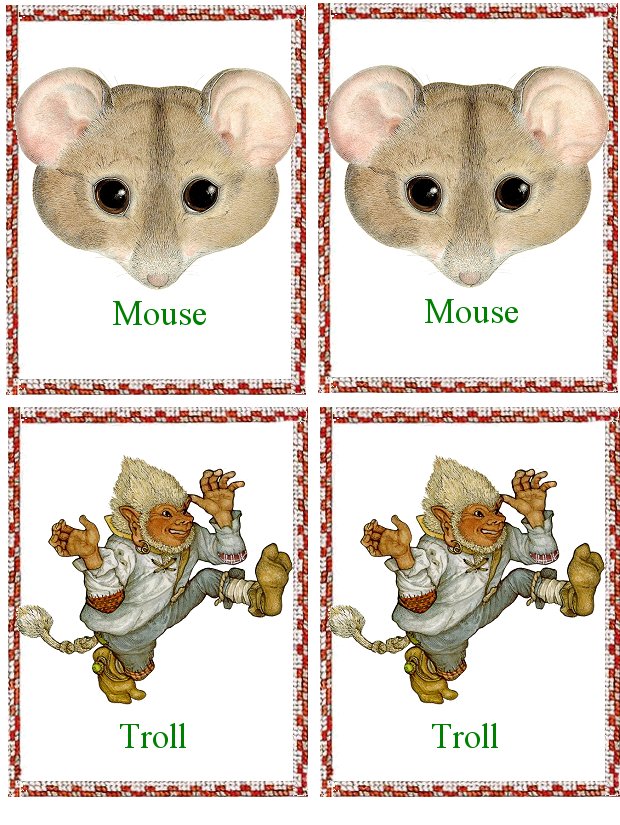 Matching Animals Game mouse and troll