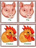 Matching Animals Game pig and chicken