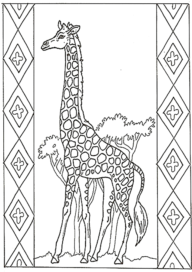 Honey...Honey...Lion Girafe with Border Coloring Page
