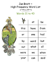 High Frequency Word List 21 - 40