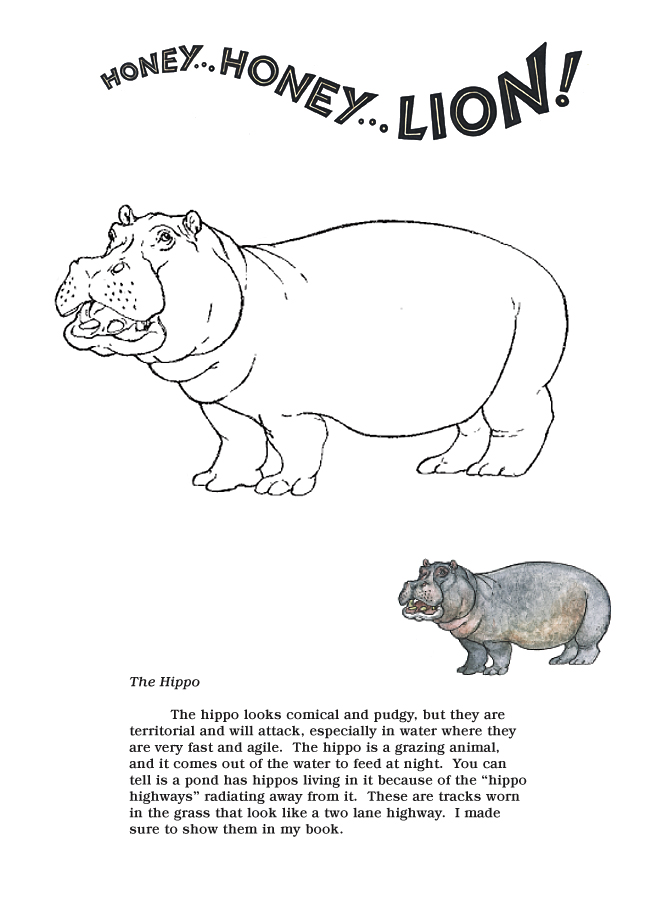 Honey...Honey...Lion! Coloring Pages  The Hippo